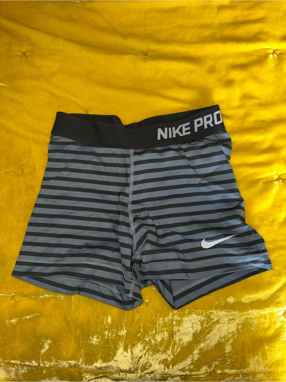 Nike Pro Gray & Black Striped Compression Shorts